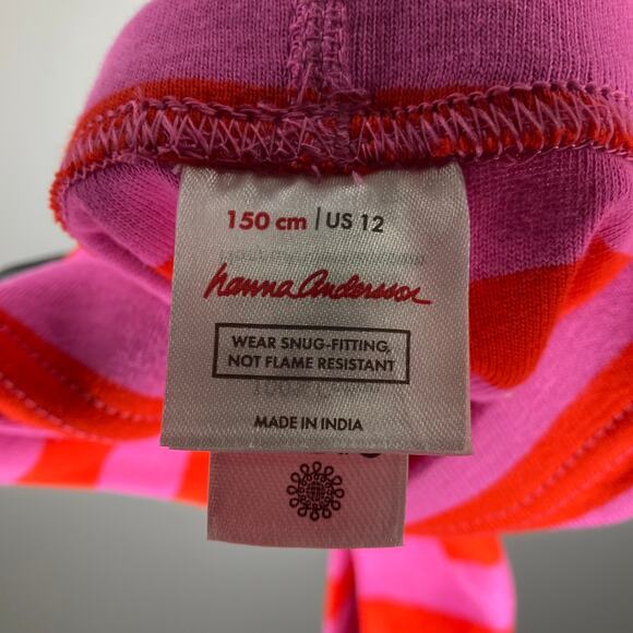 NWT HANNA ANDERSSON Striped Long John Pajama Set Red Pink 12 - Picture 7 of 7